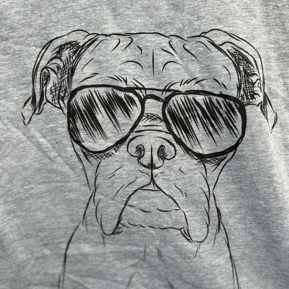 Womens Large Grey Boxer Dog V-neck Shirt